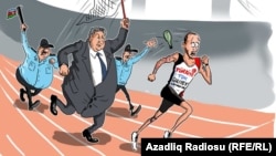 Rəssam Gündüz Ağayev 2017-ci ildə çəkdiyi bu karikaturanı "Azərbaycandan qaçış" adlandırıb